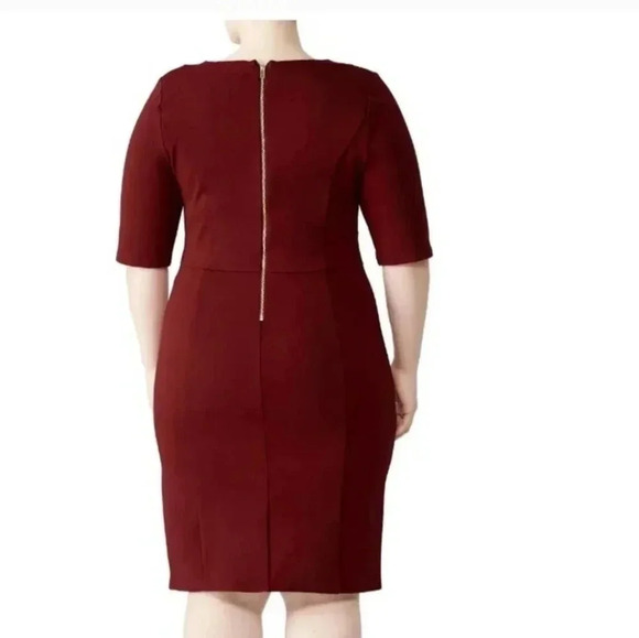 Eloquii 9 to 5 Stretch Minimalist Career Work Burgundy Red Knee Length Dress(20) - Picture 2 of 11